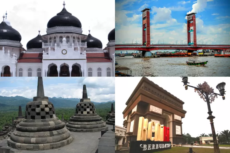 5 kota tertua di Indonesia. (Kolase foto @wisatakabupatenqkediri &amp; Pixabay.)