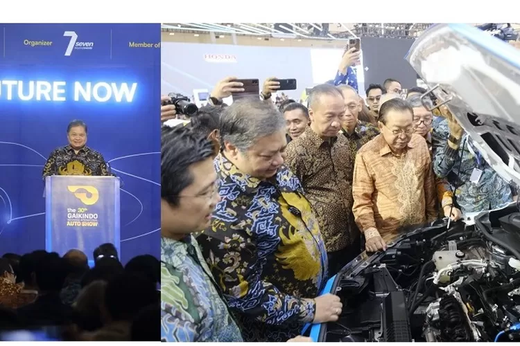 Menko Perekonomian Airlangga Hartarto dalam acara pembukaan The 30th Gaikindo Indonesia International Auto Show di Tangerang, Banten, Kamis (10/8/2023) (ekon.go.id)