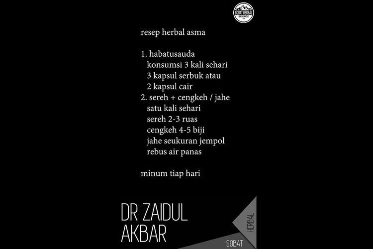 Obat Herbal Asma dr.Zaidul Akbar ( YT : Obat Herbal)