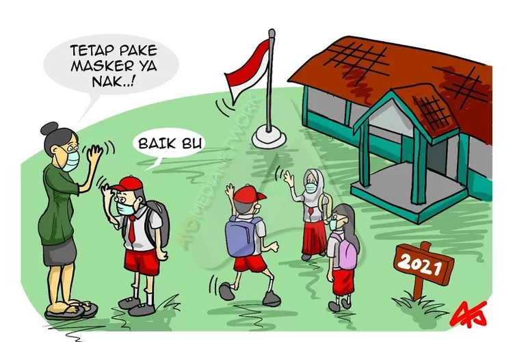 [Kartun] Pembelajaran Tatap Muka Kembali Buka Mulai Januari 2021. (Fajrul Isbah/Magang Ayosemarang.com)