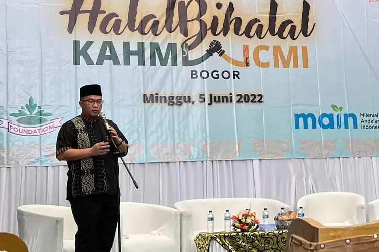 Ketua ICMI Pusat, Prof Arif Satria saat halal bi halal ICMI Orwilsus Bogor dan Kahmi Bogor di Markas Jimmy Hantu, Tamansari Kabupaten Bogor, Minggu (5/6/2022) siang