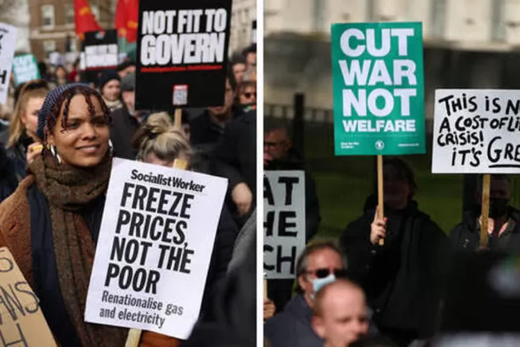 Aksi protes biaya hidup yang tinggi di Inggris pada April 2022/Net