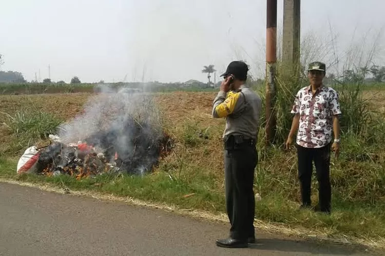 CEK: Kades Waru, Toing Aryanto, saat mengecek lokasi pembuangan sampah liar, kemarin. 