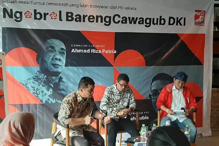 DISKUSI:  Dua  cawagub  DKI  Jakarta  saat  diajak  adu  strategi  penanganan banjir