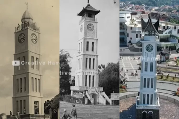 Perubahan atap Jam Gadang dari waktu ke waktu (Youtube Creative Hamdi)