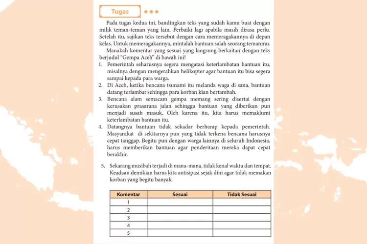 Bahasa Indonesia kelas 11 halaman 61 62 Tugas: Teks eksplanasi dalam 'Gempa Aceh'