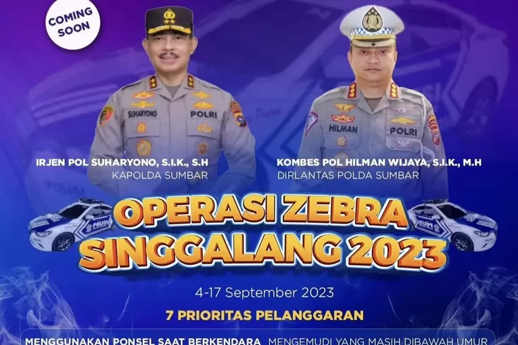 Operasi Zebra Singgalang 2023 Digelar 4-17 September (IST)