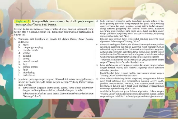Bahasa Indonesia kelas 11 halaman 72-74: Unsur intrinsik dan arti kosakata dalam cerpen 'Tukang Cukur'