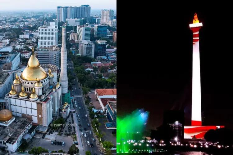 Masjid Agung Medan dan Monas (Instagram @syamsulbhr07, @disaprekrafdki)