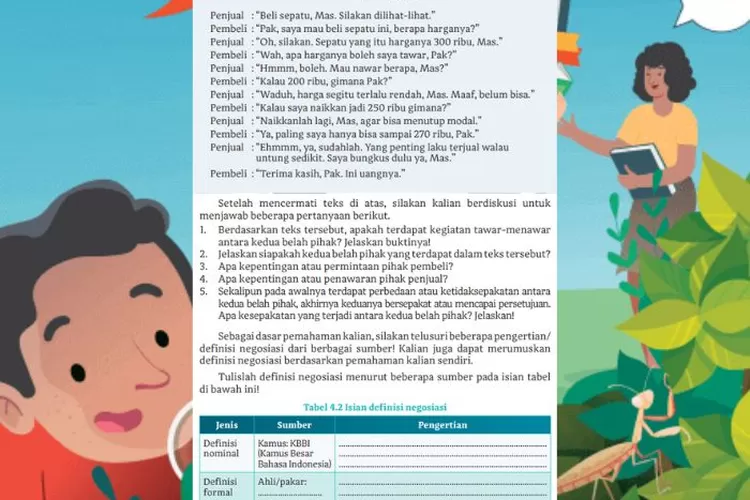 Bahasa Indonesia kelas 10 halaman 85 86 Kurikulum Merdeka: Teks negosiasi dalam bacaan 'Membeli Sepatu'