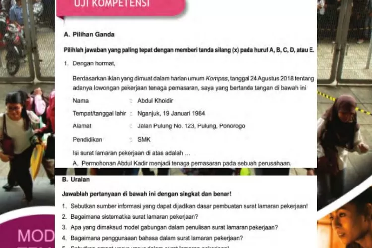Bahasa Indonesia kelas 12 halaman 35 Uji Kompetensi Modul Promosi Diri