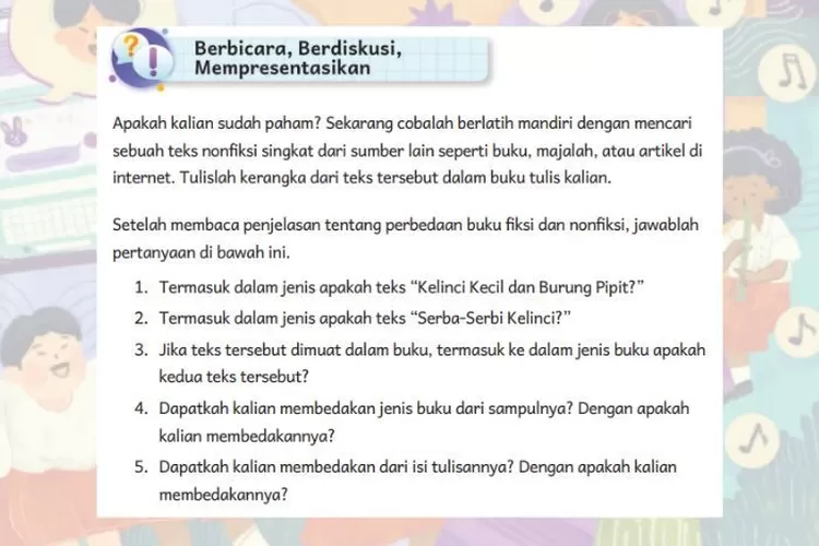 Bahasa Indonesia kelas 5 halaman 40 Kurikulum Merdeka: Membedakan jenis teks dari sampul dan isi tulisan