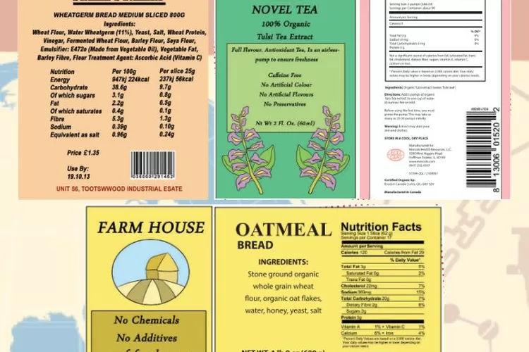 Bahasa Inggris kelas 9 halaman 49 50: Analyse the labels about bakery, tea, and bread