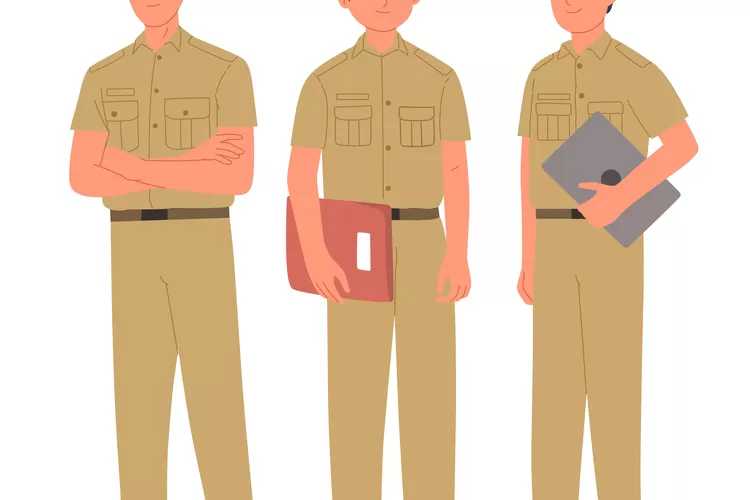 vector illustration of civil servants in Indonesia with various stylish poses