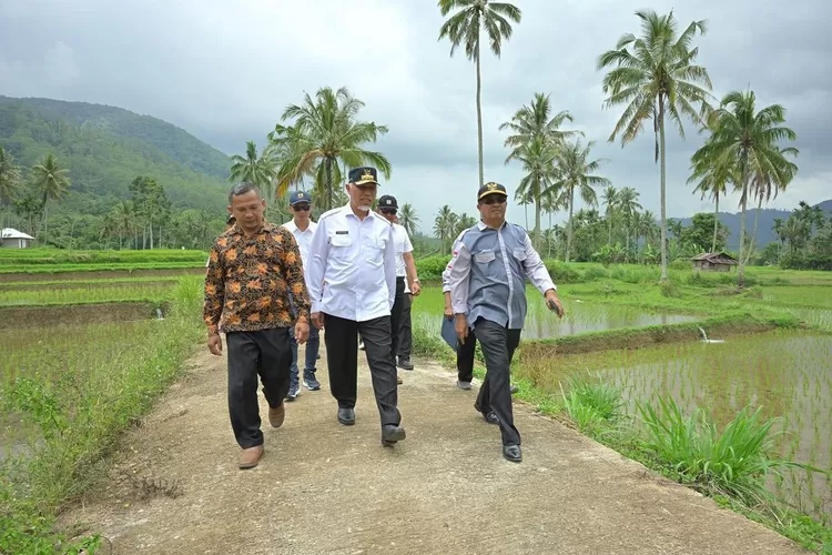 Gubernur Sumatera Barat, Mahyeldi Ansharullah saat meninjau lokasi rencana pembangunan proyek jalan hubung dua kabupaten (Instagram @Mahyeldisp)