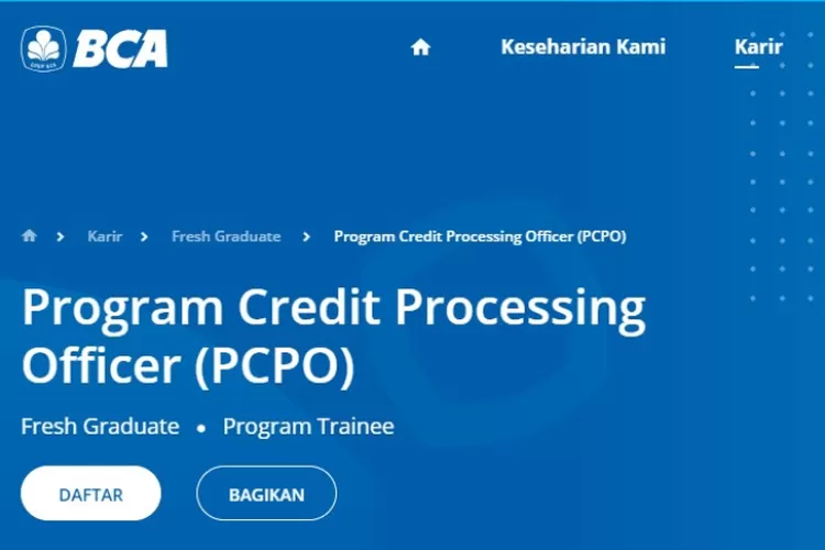 Inilah lowongan kerja terbaru BCA Palembang terbuka untuk fresh graduate S1 semua jurusan. (karir.bca.co.id)