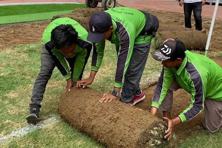 Pemprov DKI Jakarta bersama Jakpro, selaku pengelola stadion, mulai melakukan pembongkaran rumput Stadion JIS. (Foto: dok/Jakpro)