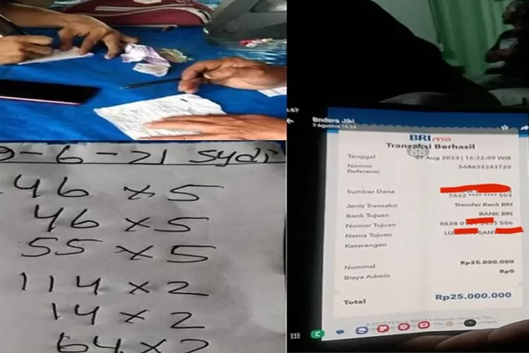 juru tulis saat transaksi melakukan perjuadian togel melalui tebakan angka-angka di wilayah Kabupaten Langkat (Realitasonline.id/Dok)