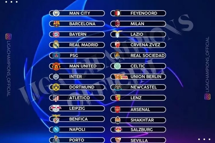 Jadwal Drawing Liga Champions 2023/2024, Hingga Daftar Pembagian Pot Tim yang Lolos (Instagram @ligachampions_official)