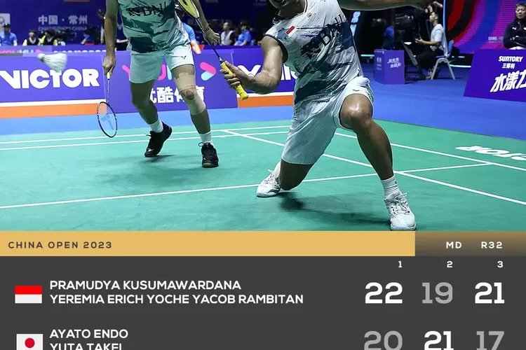 Hasil 32 Besar China Open 2023: Pramudya-Yeremia Lolos ke Babak 16 Besar  (Instagram @ina.badminton)