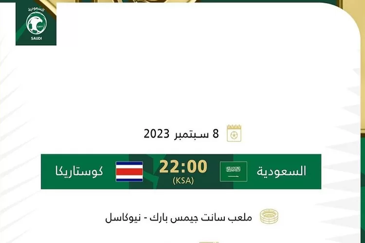 Arab Saudi Bertemu Kosta Rika di FIFA Matchday 9 September 2023 H2H dan Performa Tim (instagram.com/@saudint)