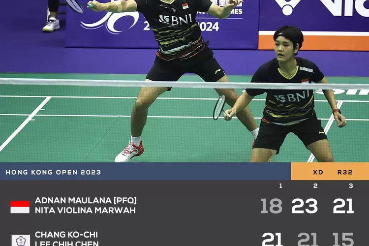 Hasil Babak 32 Besar Hongkong Open 2023 Day 2: Adnan-Nita Lolos ke 16 Besar (instagram @inabadminton)