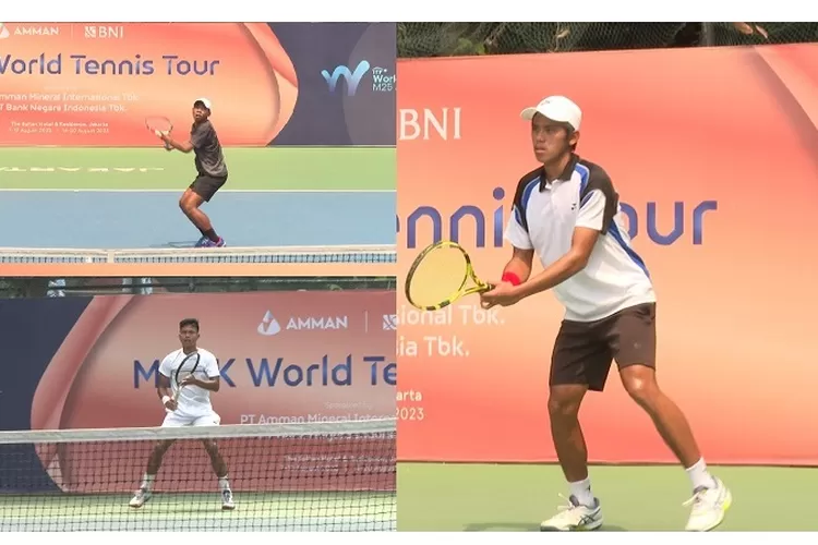 Laga tiga petenis Indonesia pada babak kualifikasi  turnamen Amman BNI M25K World Tennis Tour Seri (Ist)