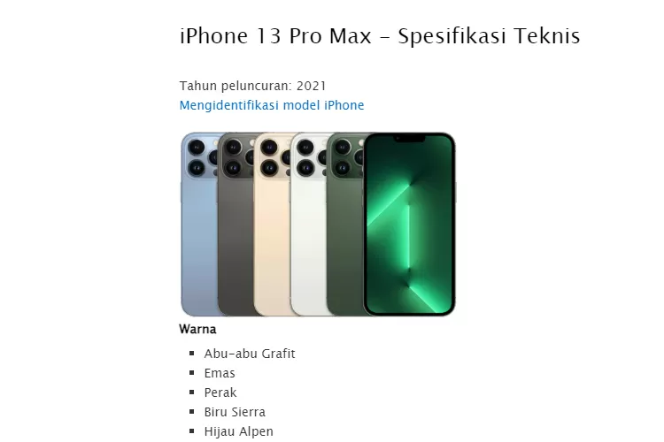 Spesifikasi Dan Biodata iPhone 13 Pro Max  ( apple.com)