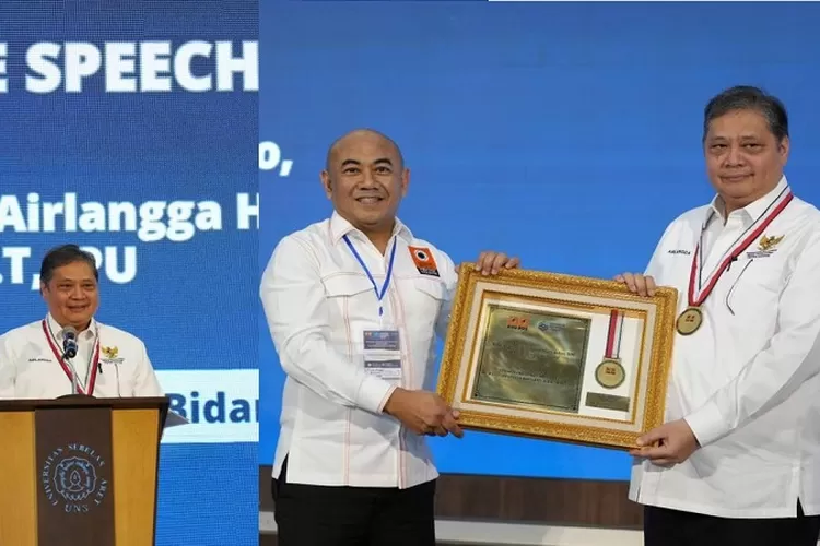 Menko Airlangga sebagai keynote speech pembukaan Indonesia Industrial Summit 2023 dan saat  mendapatkan BKTI-PII Award Tokoh Transformasi Industri (ekon.go.id)