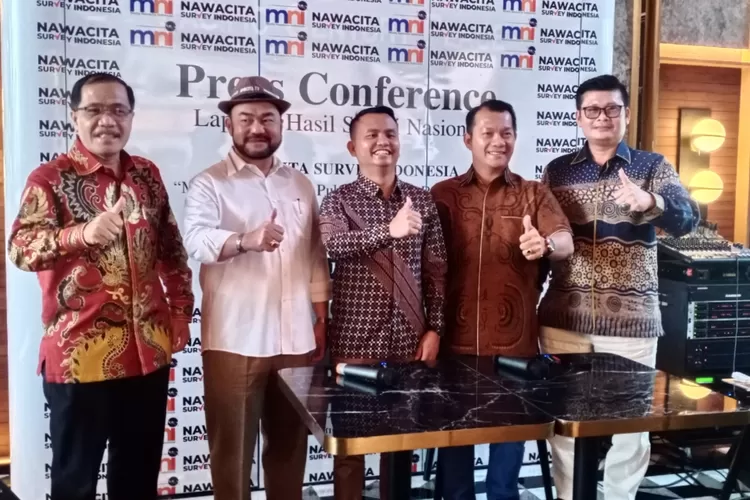 Nawacita Survei Indonesia menggelar Press Conference hasil survei Menakar Kepuasan Publik dan Arah Politik 2024 (Syamsudin)