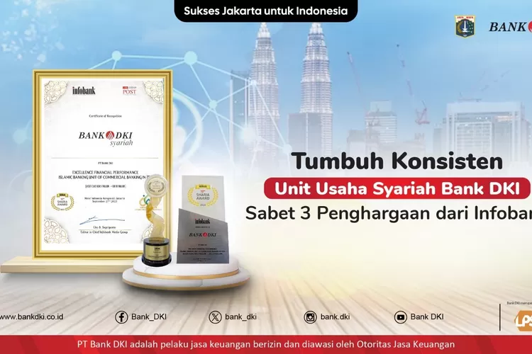 Salah satu penghargaan yang diterima  UUS  BUMD Pemprov DKI Jakarta, Bank  DKI, Rabu (27/9/2023).