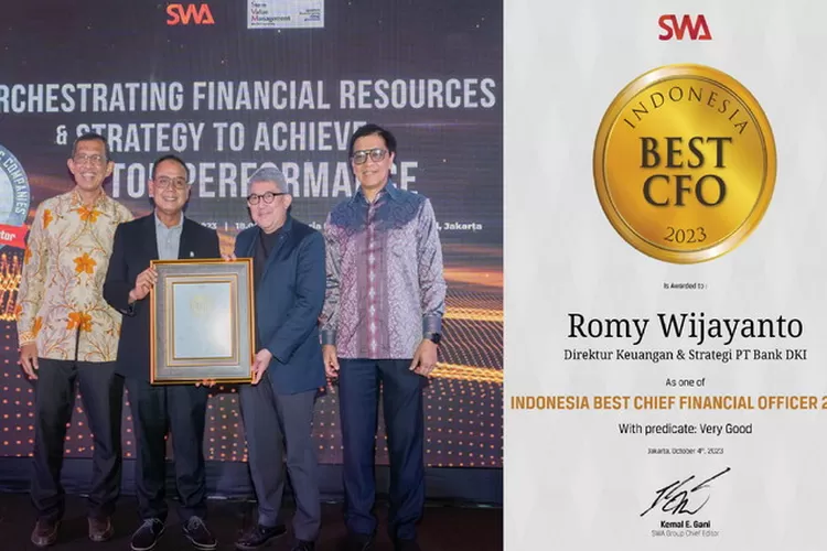 Direktur Keuangan &amp; Strategi Bank DKI, Romy Wijayanto Raih Indonesia Best CFO 2023. Foto: Humas Bank DKI