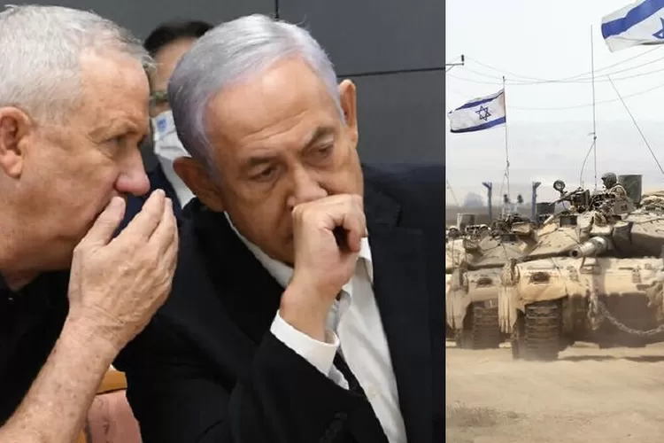 PM Israel Benjamin Netanyahu (kanan) dan Benny Gantz juga sepakat untuk membentuk &quot;kabinet perang&quot; untuk menangani konflik melawan Hamas dan Hizbullah (Ist)