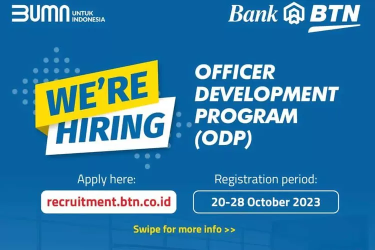 6 Lowongan Kerja BUMN Bank BTN (Persero), Dibutuhkan Lulusan S1 dan S2, Segera Daftar Sebelum 28 Oktober 2023. (instagram.com/@homeofbtners)