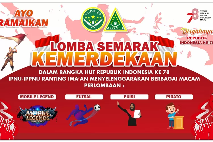 Poster Peringatan HUT RI Ke-78 IPNU IPPNU Ranting Ima'an Dukun Gresik (Foto: IHWANUN NAFI)