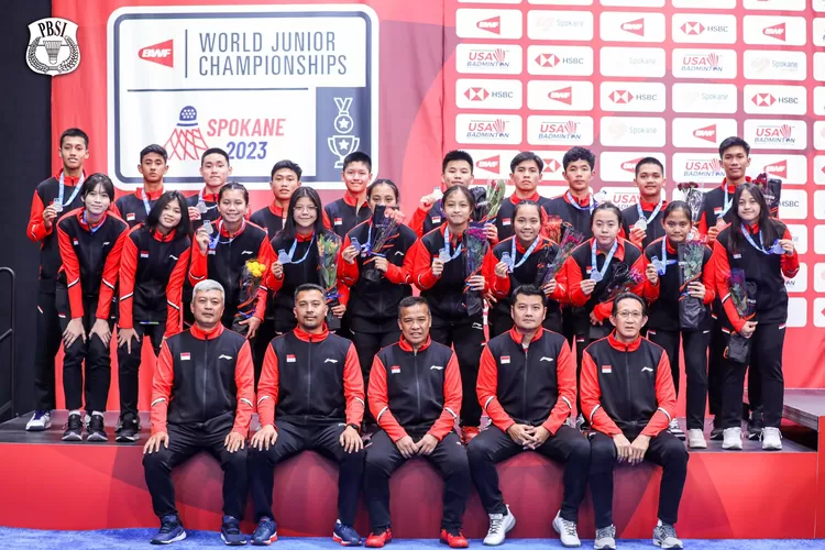 Skuad muda junior bulu tangkis jadi runner up di ajang BWF World Junior Championships 2023 atau Suhadinata Cup 2023 (Twitter @INABadminton)