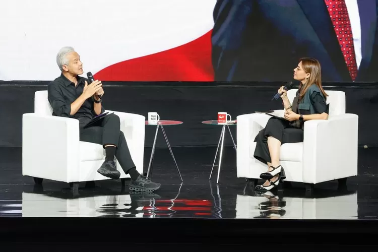 Bakal calon presiden (bacapres) Ganjar Pranowo saat bebicara gagasan dalam acara Mata Najwa di Grha Sabha UGM Yogyakarta, Selasa (19/9/2023) malam.  (Istimewa)