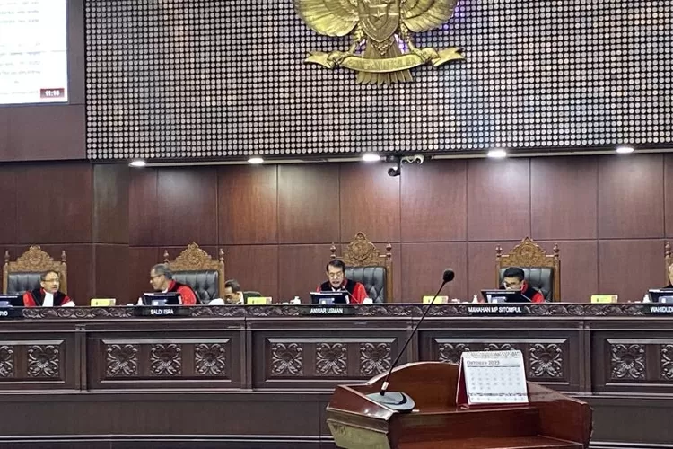 Sidang Pengucapan Putusan/Ketetapan di Gedung Mahkamah Konstitusi, Jakarta, Senin (23/10/2023). (ANTARA/Fath P Mulya )