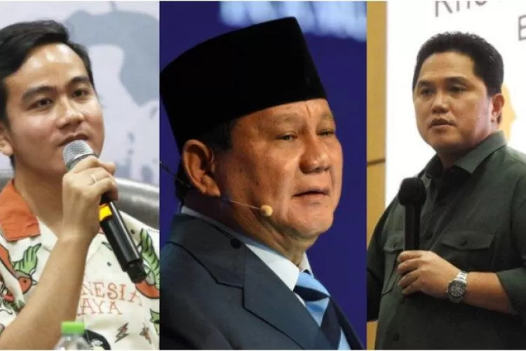 Prabowo di antara Gibran dan Erick Thohir. Siapa yang akan dipilih jadi bakal cawapres? 