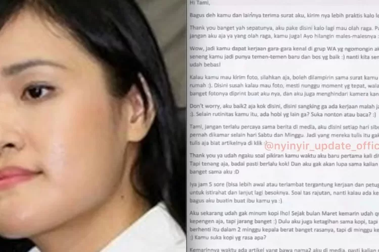 Surat Jessica Wongso dari dalam penjara pilu. (Foto/Instagram.)