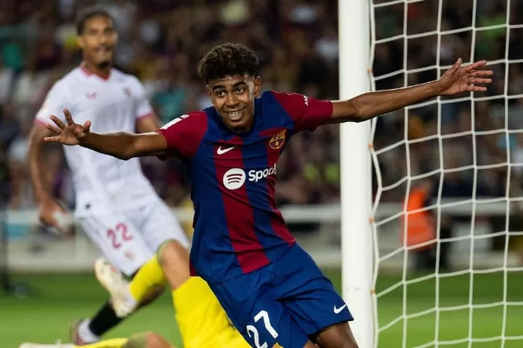 selebrasi Lamine Yamal setelah gol bunuh diri dari Sergio Ramos (tangkap layang Instagram @fcbarcelona)