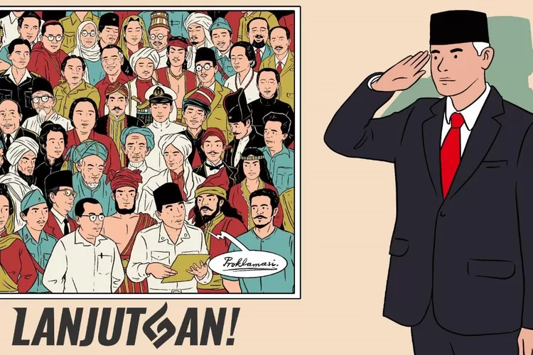 Jelang pelaksanaan pesta demokrasi, poster &lsquo;Lanjutgan&rsquo; yang menunjukkan sosok Ganjar Pranowo menghormat kepada para pahlawan mencuri perhatian 