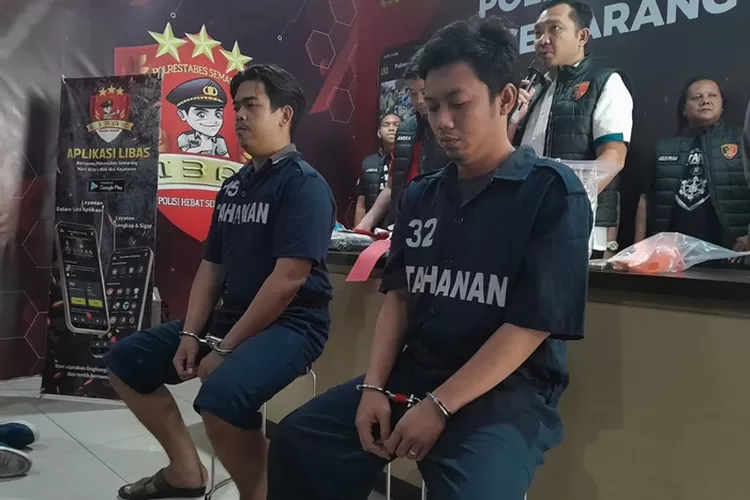 Tersangka utama kasus penusukan dan pengeroyokan di Meteseh Semarang saat diamankan di Polrestabes.  (Ayosemarang.com/ Audrian Firhannusa)