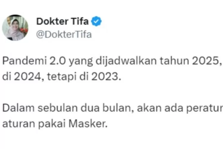 Ilustrasi info lockdown September 2023 viral di sosial media, begini penjelasan Dokter Tifa.  ((Twitter @DokterTifa).)