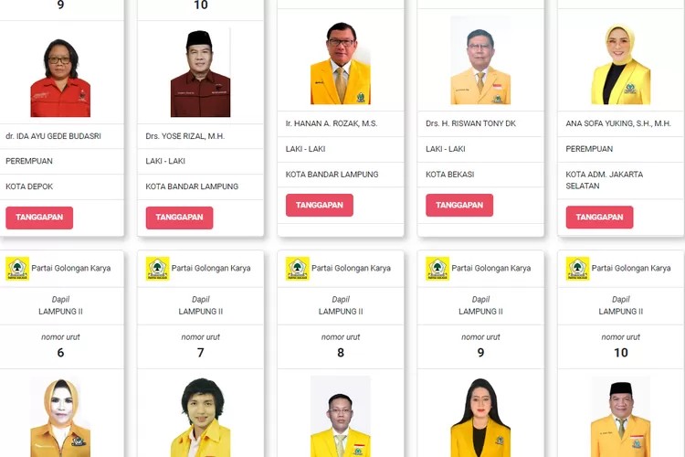 Ini Daftar Calon Dapil I dan II Lampung untuk Pemilu 2024, Ada 170