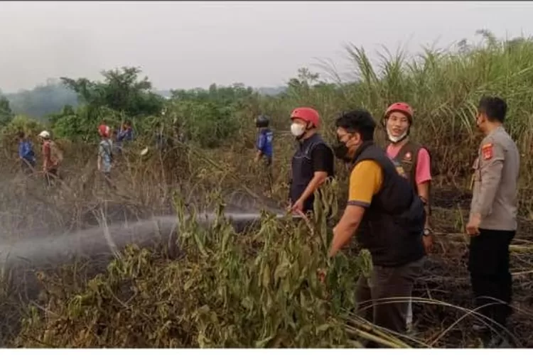 Proses pemadaman kebakaran lahan milik IPBPOLRES