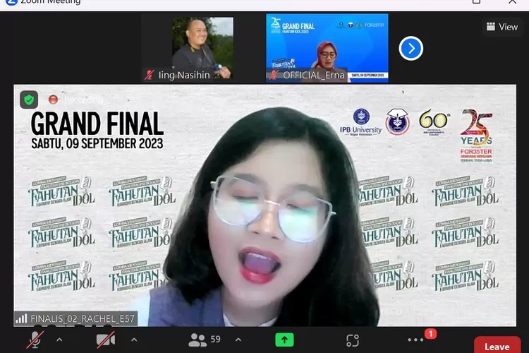 final Fahutan Idol IPB University yang menghadirkan 10 finalis diadakan secara daring, hari ini Sabtu (9/10).