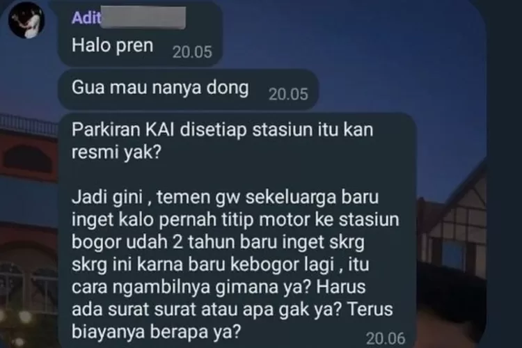 Seorang warga mengunggah pertanyaan di medsos soal prosedur mengambil motor yang sudah terparkir selama dua tahun di Stasiun Bogor, Jawa Barat (Jabar).  (Tangkapan layar unggahan medsos)