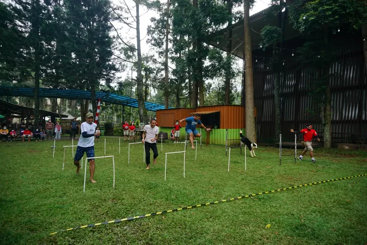 Royal Safari Garden Puncak, Bogor, menyambut Hari Kemerdekaan RI dengan pelombaan tamu dengan satwa. (Royal Safari Garden)