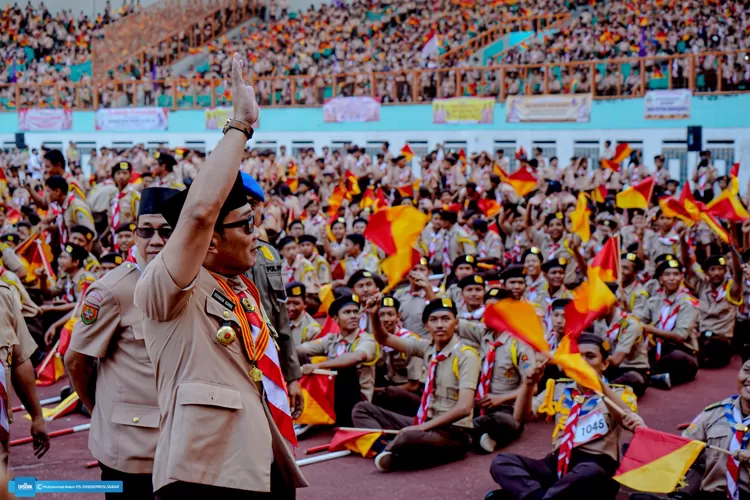Gubernur Jawa Barat Ridwan Kamil hadiri Gebyar Hari Pramuka ke-62 Tahun 2023 Tingkat Provinsi Jawa Barat, Rabu (30/8/2023). (Disdik Jabar)